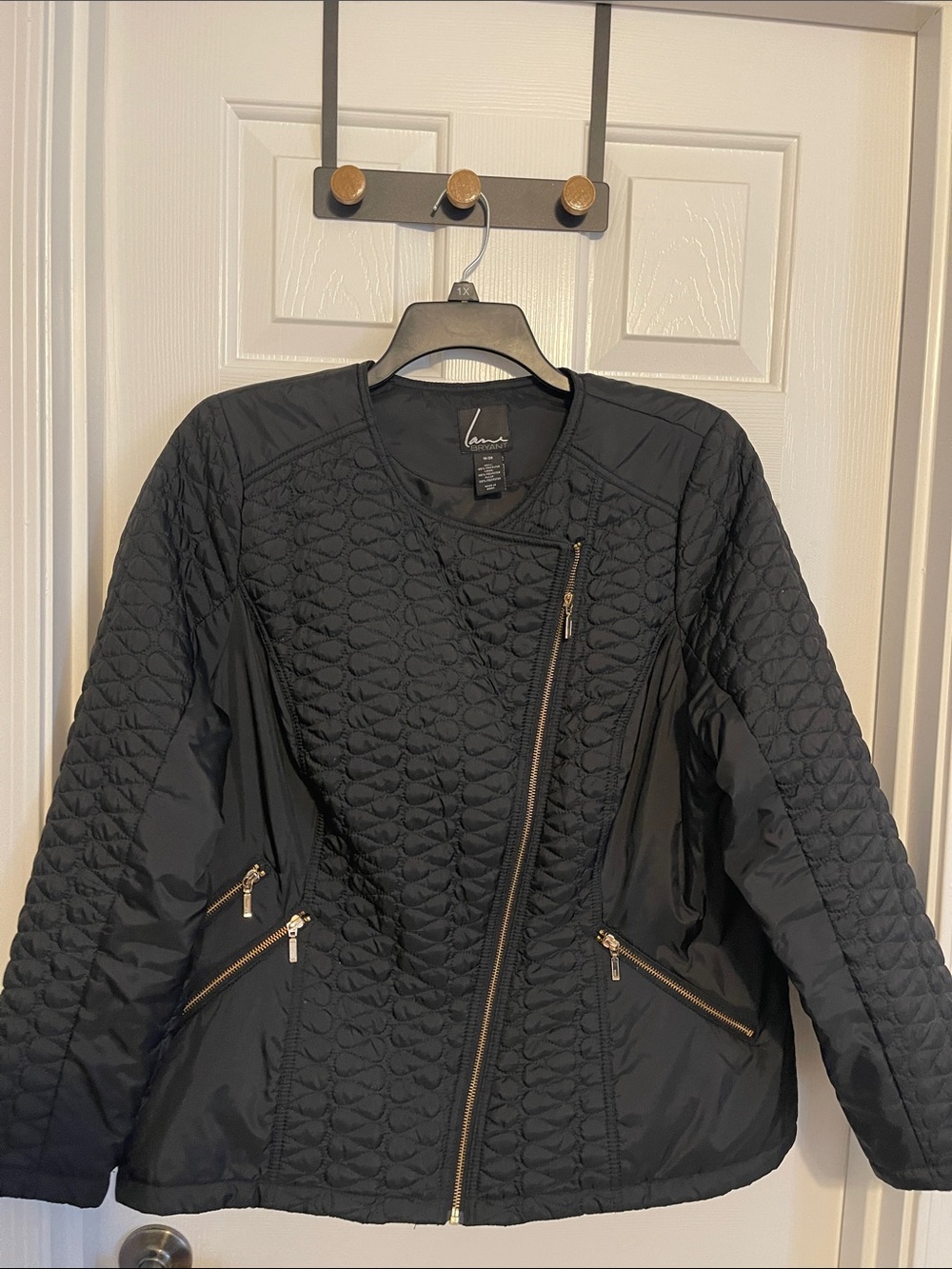 Lane Bryant Black Quilted Asymmetrical Zip Puffer Jacket